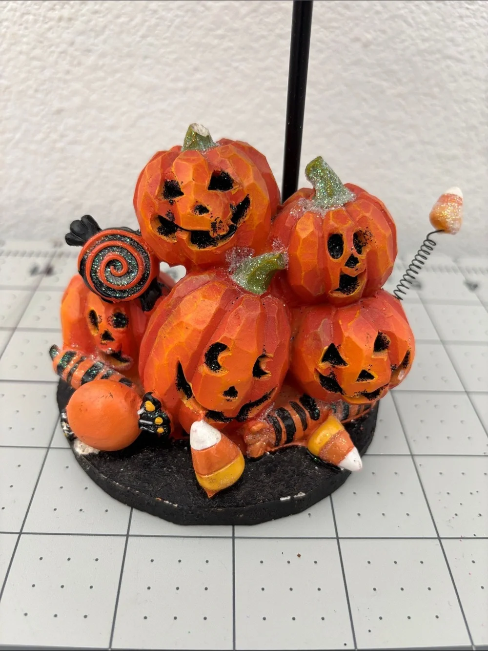 Halloween Pumpkin Cluster Table Lamp - Tea light holder - Black and Orange